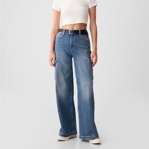 GAP High Rise Stride Wide Leg Cargo Jeans 00 Petite NWOT